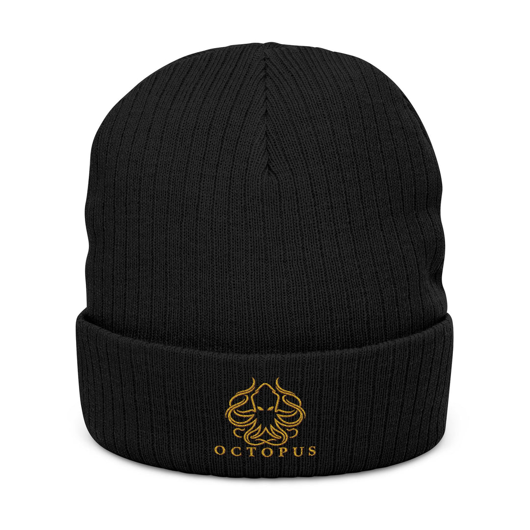 Octopus Embroidered Ribbed Knit Beanie