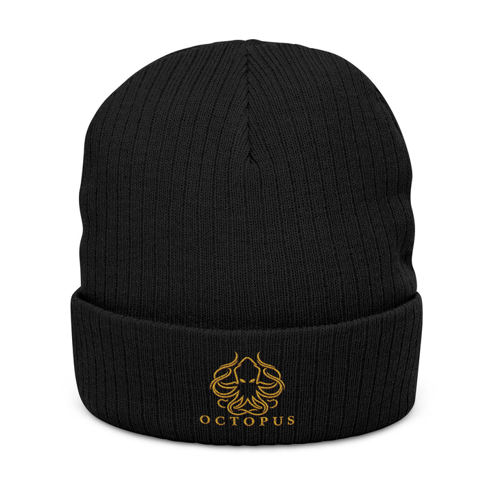 Octopus Embroidered Ribbed Knit Beanie